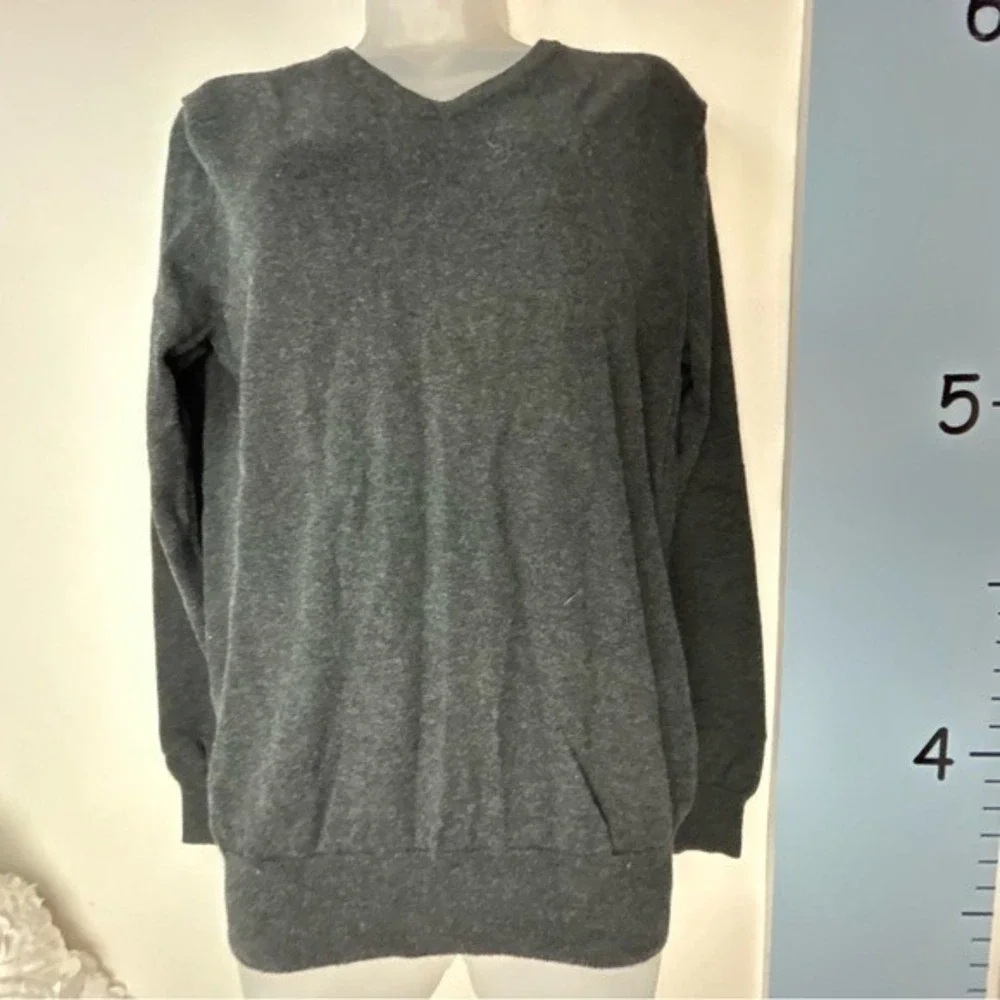 J. Crew Cotton &‎ Cashmere Black V-Neck Sweater Small